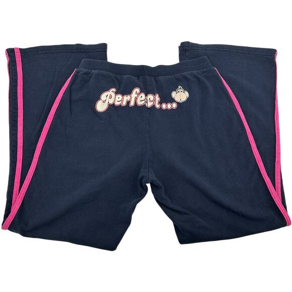 VTG y2k Women's Blue Pink Bobby Jack Style 'Perfection' Wide Leg Sweatpants Sz S - Picture 1 of 9